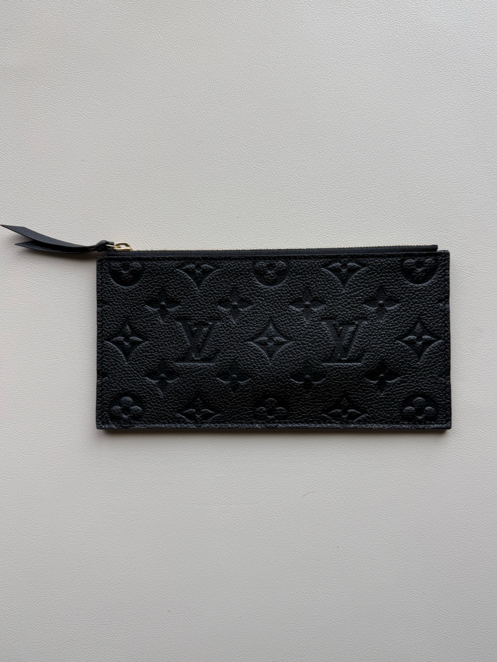 Louis Vuitton LV Black Pochette Embossed Monogram Long Zip Wallet - LIKE NEW